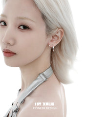 1ST XULIE "Silver Angel" Dangle Starry Coil Earrings in 925 Sterling Silver - Detail Shot