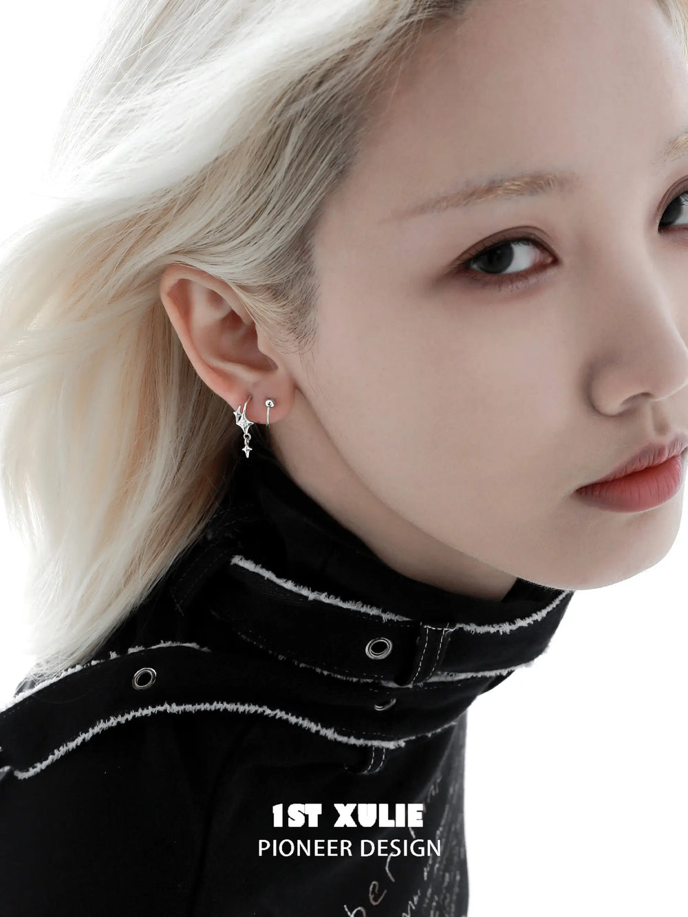 1ST XULIE "Silver Angel" Dangle Starry Coil Earrings in 925 Sterling Silver - Lifestyle Shot