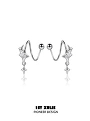 1ST XULIE "Silver Angel" Dangle Starry Coil Earrings in 925 Sterling Silver - Product View