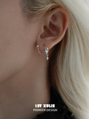 1ST XULIE "Silver Angel" Dangle Starry Coil Earrings in 925 Sterling Silver - Side View