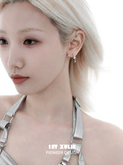 1ST XULIE "Silver Angel" Dangle Starry Coil Earrings in 925 Sterling Silver - Texture Detail