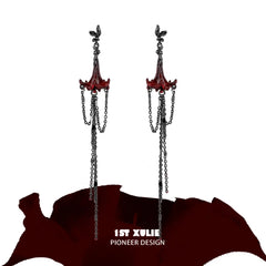 1ST XULIE "Bloody Datura" Statement Datura Flower Tassel Dangle Earrings in 18K Gold Plated - Lifestyle Shot