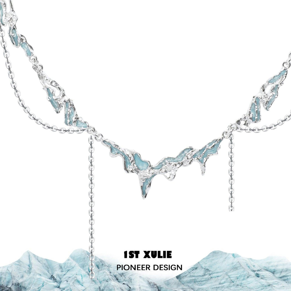 1ST XULIE "THE SEA" Deep Sea Statement Tassel Choker Necklace in Platinum Plated - Detail Shot