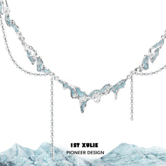 1ST XULIE "THE SEA" Deep Sea Statement Tassel Choker Necklace in Platinum Plated - Detail Shot