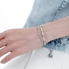 1ST XULIE "Starry Night" Detachable Star & Moon Charm Bracelet in 925 Sterling Silver - Angled View