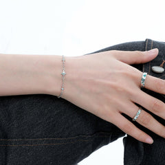 1ST XULIE "Starry Night" Detachable Star & Moon Charm Bracelet in 925 Sterling Silver - Detachable Feature