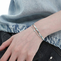 1ST XULIE "Starry Night" Detachable Star & Moon Charm Bracelet in 925 Sterling Silver - Product View