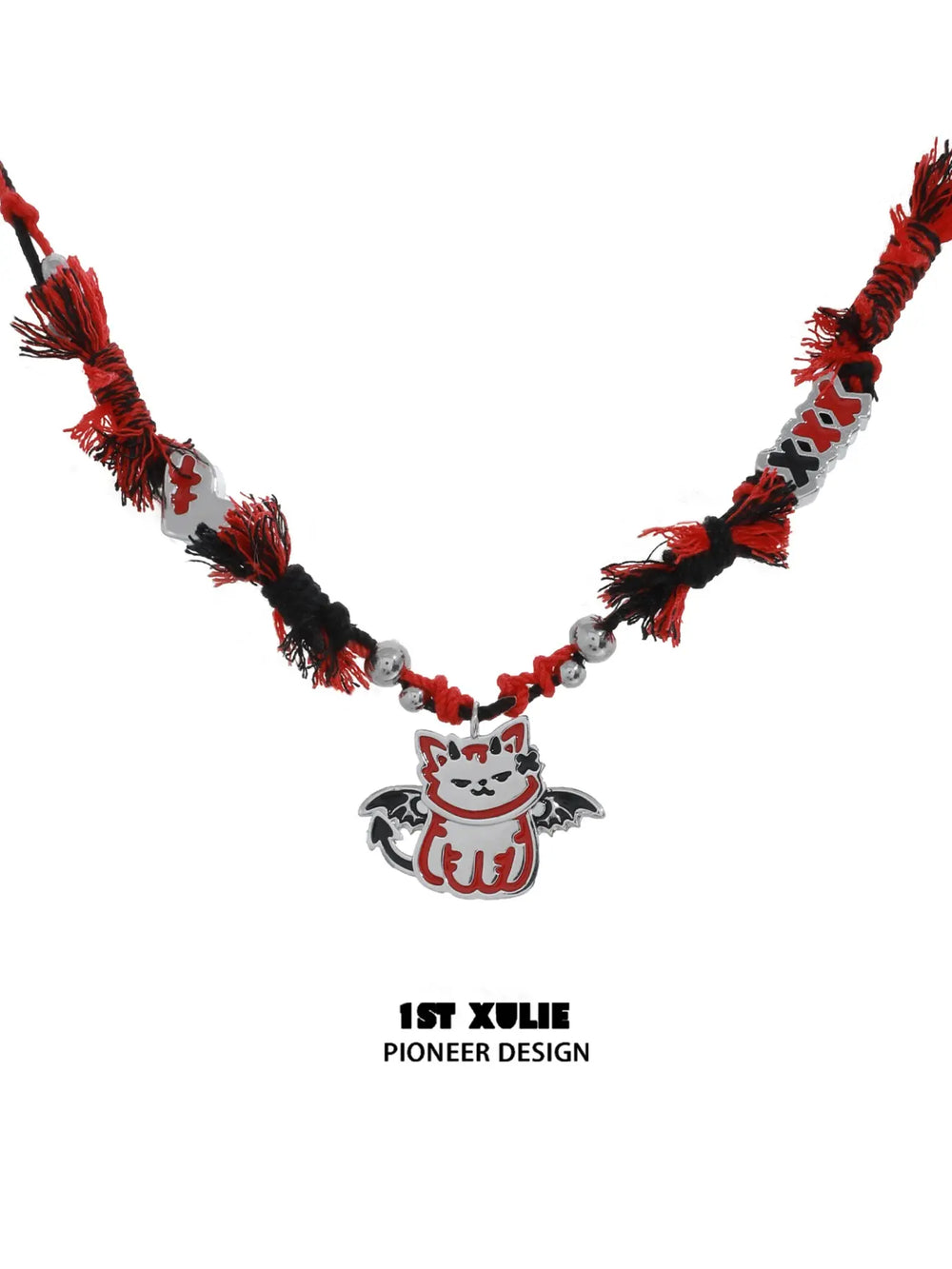 1ST XULIE Jewelry "DEMON CUTIES" Devil Puppy & Kitten Necklace - Angle View