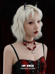 1ST XULIE Jewelry "DEMON CUTIES" Devil Puppy & Kitten Necklace - Puppy Detail Shot