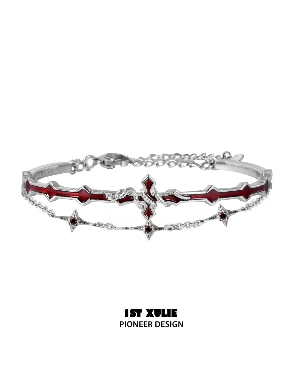 1ST XULIE "Snake Bite" Double-Layer Snake Bangle in Platinum Plated - Product View