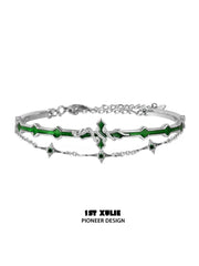 1ST XULIE "Snake Bite" Double-Layer Snake Bangle in Platinum Plated - On Model