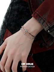 1ST XULIE "Snake Bite" Double-Layer Snake Bangle in Platinum Plated - Full Product View