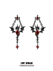 1ST XULIE Jewelry "Infernal Dragon Relic" Dragon Bone Dangle Earrings in Black Gold Plated Brass - Side View