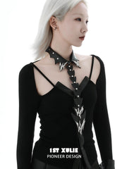 1ST XULIE Jewelry "Infernal Dragon Relic" Dragon Bone Tie in Platinum Plated - Angle 2