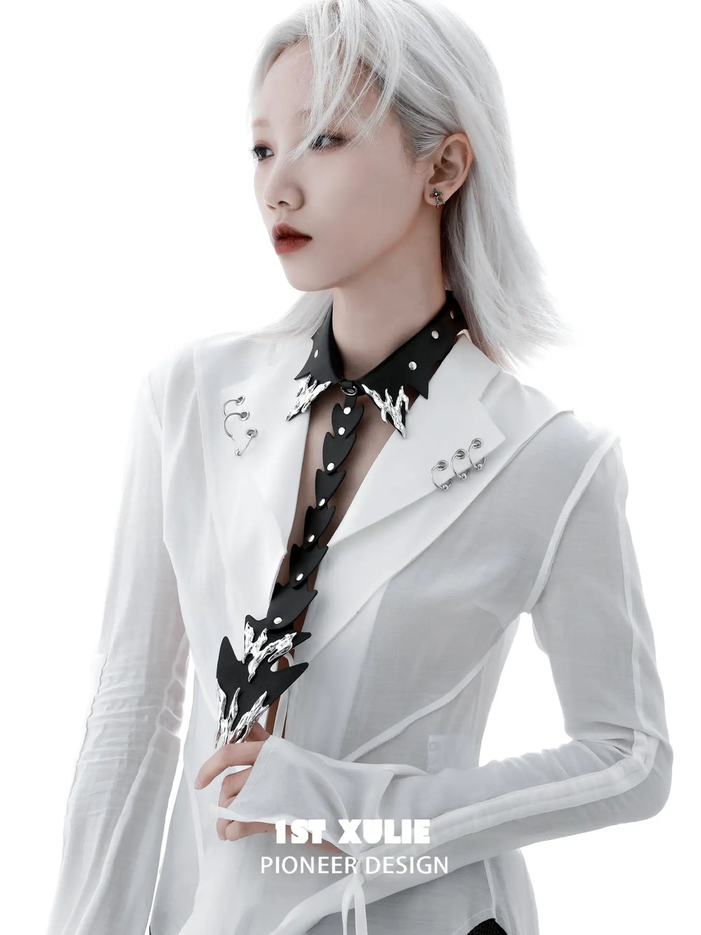 1ST XULIE Jewelry "Infernal Dragon Relic" Dragon Bone Tie in Platinum Plated - Lifestyle Shot