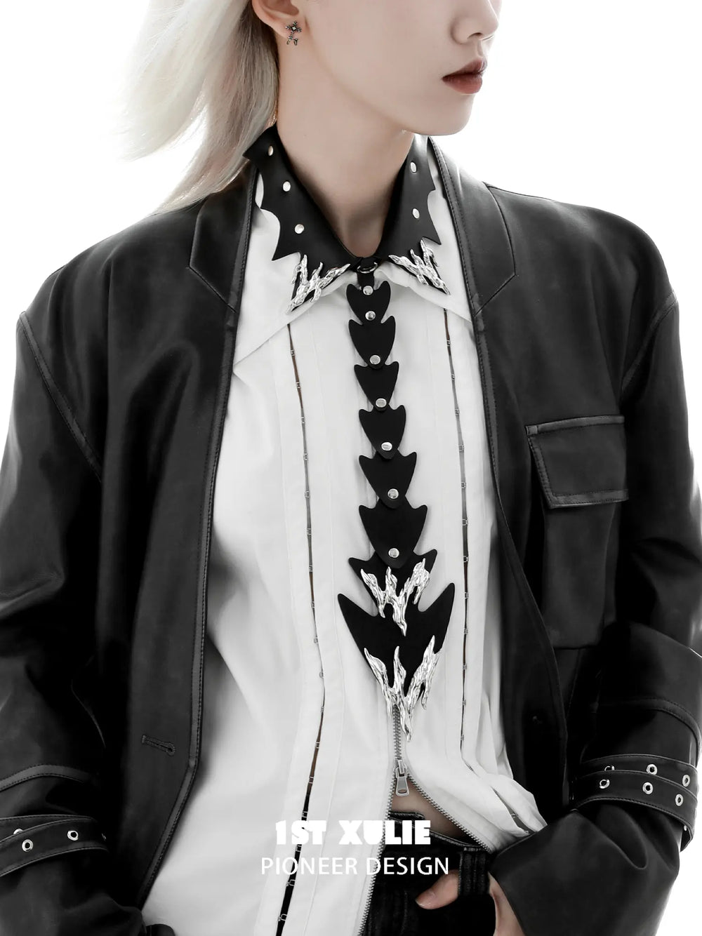 1ST XULIE Jewelry "Infernal Dragon Relic" Dragon Bone Tie in Platinum Plated - Side View