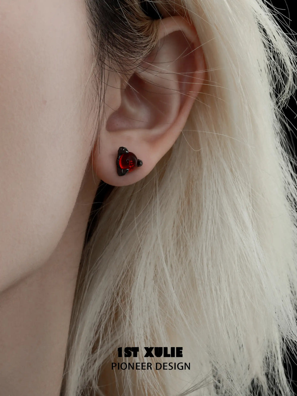 1ST XULIE "Loong" Dragon's Claw Statement Stud Earrings in 925 Sterling Silver - Side View