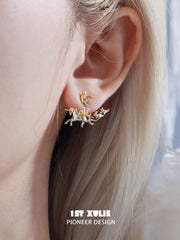 1ST XULIE "DREAM HORSE" Mythical Dream Horse Unicorn Stud Earrings in 18K Gold & Platinum Plating - Detail Shot