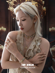 1ST XULIE "DREAM HORSE" Mythical Dream Horse Unicorn Stud Earrings in 18K Gold & Platinum Plating - On Model