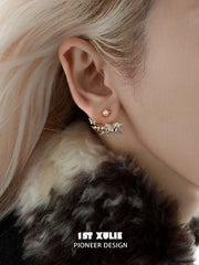 1ST XULIE "DREAM HORSE" Mythical Dream Horse Unicorn Stud Earrings in 18K Gold & Platinum Plating - Side View