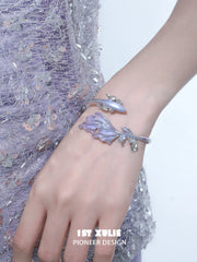 1ST XULIE Jewelry "THE SEA" Dreamy Enamel Swimming Fish Bangle in Platinum Plated Brass - Product View