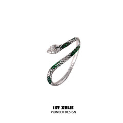1ST XULIE "Snake Bite" Edgy Python Wrap Ring in 925 Sterling Silver - Detail Shot