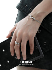 1ST XULIE "Star Trails" Edgy Skeleton Heart Charm Bracelet in 925 Sterling Silver - Product View