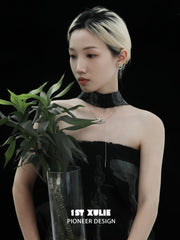 1ST XULIE "Irises" Elegant Jade Dangle Drop Earrings in 925 Sterling Silver - Angle View