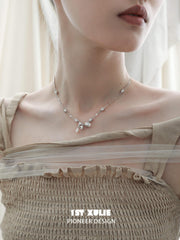 1ST XULIE "Tears of Mermaid" Elegant Tulip Pearl Pendant Necklace in 925 Sterling Silver - Side View