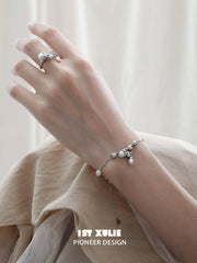1ST XULIE "Tears of Mermaid" Elegant Tulip Pearl Ring in 925 Sterling Silver - Detail Shot