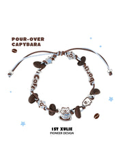 1ST XULIE Jewelry "POUR-OVER CAPYBARA" Enamel Capybara Charm Bracelet in Jeweler's Brass - Size Comparison