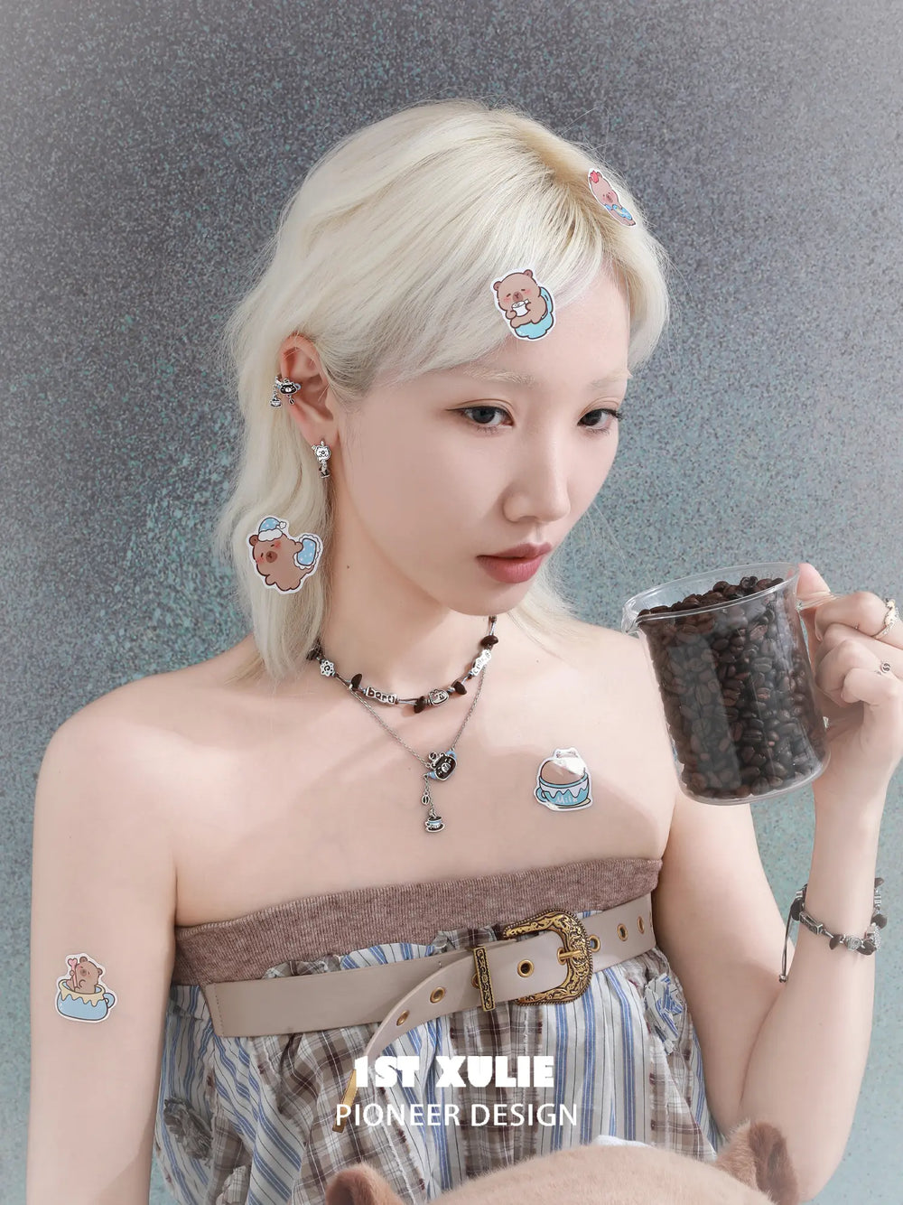1ST XULIE Jewelry "POUR-OVER CAPYBARA" Enamel Capybara Necklace in 18K Gold Plated - Detail Shot