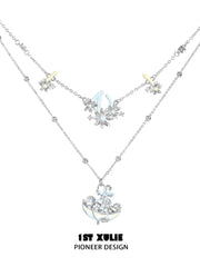 1ST XULIE Jewelry "DAISY" Enamel Daisy Double Layer Pendant Necklace in Platinum Plated - Packaging View