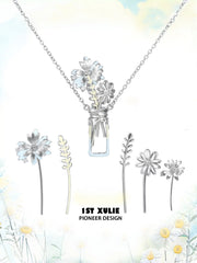 1ST XULIE Jewelry "DAISY" Enamel Daisy Vase Pendant Necklace in Brass - Lifestyle Shot