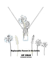 1ST XULIE Jewelry "DAISY" Enamel Daisy Vase Pendant Necklace in Brass - Texture Detail