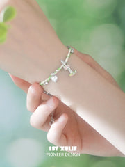 1ST XULIE Jewelry "Cuties' Appleland" Enamel Green Apple Bracelet - Lifestyle Shot