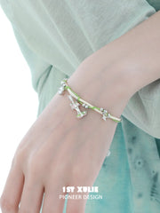1ST XULIE Jewelry "Cuties' Appleland" Enamel Green Apple Bracelet - On Model