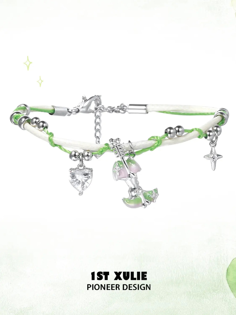 1ST XULIE Jewelry "Cuties' Appleland" Enamel Green Apple Bracelet - Side View