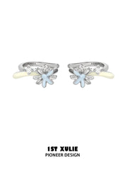 "DAISY" Enamel Zirconia Daisy Ear Cuffs, Dainty Floral Earrings - Image 14