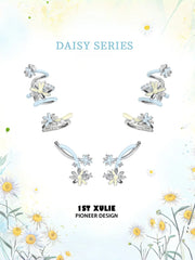 1ST XULIE Jewelry "DAISY" Enamel Zirconia Daisy Ear Cuffs in Brass - On Model