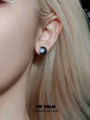 1ST XULIE Jewelry "Eroded Moon" Eroded Moon Stud Earrings in 18K Gold Plated - Angle View