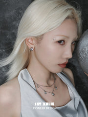 1ST XULIE Jewelry "Eroded Moon" Eroded Moon Stud Earrings in 18K Gold Plated - On Model