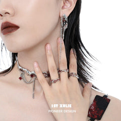 1ST XULIE "Wind Erosion" Y2K Statement Long Chain Necklace in Platinum Plated Brass - Lifestyle Shot