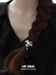 1ST XULIE "Whiterfly" Ethereal Butterfly Pearl Hair Clips in Platinum Plated - Angled View