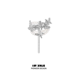 1ST XULIE "Whiterfly" Ethereal Butterfly Pearl Hair Clips in Platinum Plated - Back View