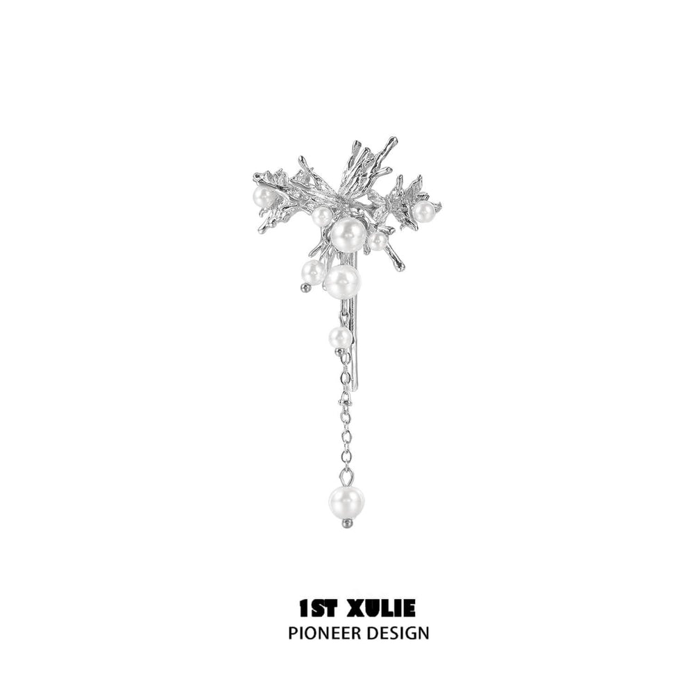 1ST XULIE "Whiterfly" Ethereal Butterfly Pearl Hair Clips in Platinum Plated - Product View 2