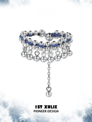 1ST XULIE Jewelry "MIAO" Ethnic Drawstring Statement Ring in 925 Sterling Silver - Detail Shot