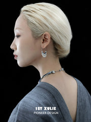 1ST XULIE Jewelry "MIAO" Ethnic Tassel Hoop Dangle Earrings in Platinum Plated - Product View