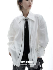 1ST XULIE "Lucifer" Feather Tassel Bolo Tie in Platinum Plated Brass - Detail Shot