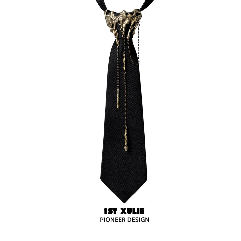 1ST XULIE "Lucifer" Feather Tassel Bolo Tie in Platinum Plated Brass - Lifestyle Shot